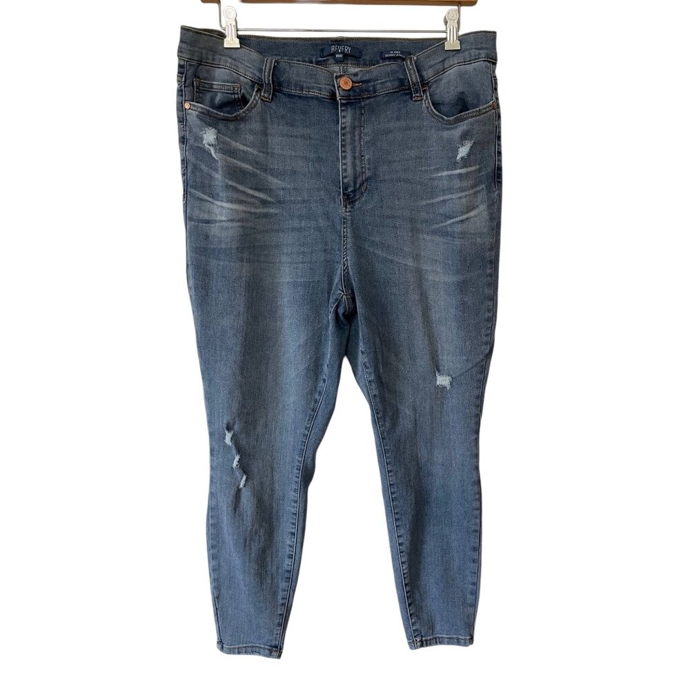 REVERY 18W High-Rise Skinny Distressed Light Wash Jeans
